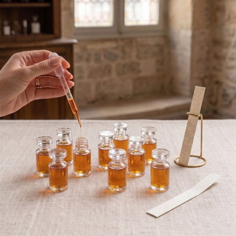 Unieke parfum give-away in een 8ml flesje voor de Olfactory Dresscode tijdens luxe Scented Events.